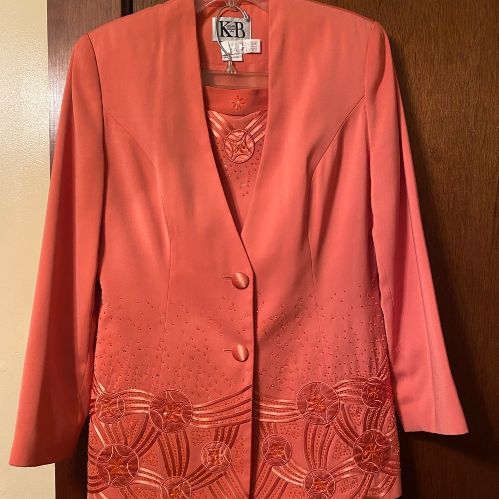 Stella KB Exquisite Orange/Melon Skirt Suit Size 12